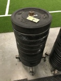 LBS RUBBER PLATE WEIGHTS - 10 x 45LBS - WITH ROLLING STAND