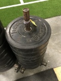 LBS RUBBER PLATE WEIGHTS - 8 x 45LBS - WITH ROLLING STAND