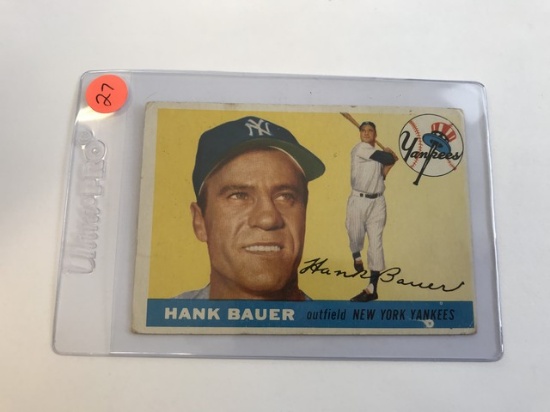 BASEBALL CARD - 1955 TOPPS #166 - HANK BAUER - GRADE 2-3