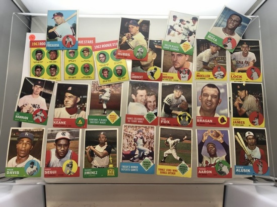 BASEBALL CARDS - 1963 TOPPS - ASSORTED COMMONS & STARS - GRADE 2-5