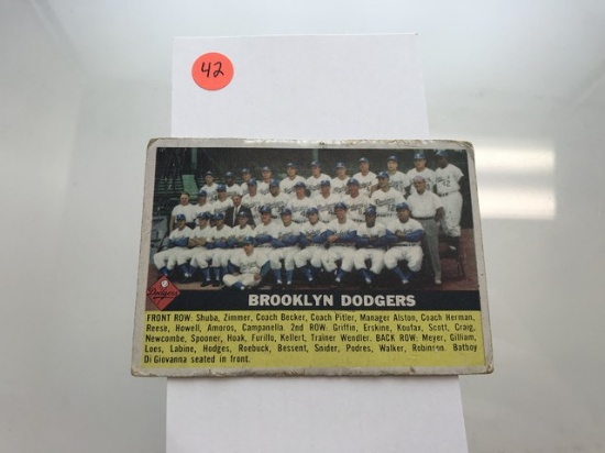 BASEBALL CARD - 1956 TOPPS #166 - BROOKLYN DODGERS - GRADE 1-2