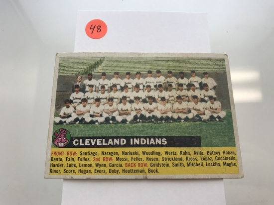 BASEBALL CARD - 1956 TOPPS #85 - CLEVELAND INDIANS (NAME AT LEFT) - GRADE 2-3