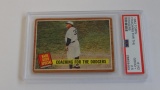 BASEBALL CARD - 1962 TOPPS #142 - COACHING FOR THE DODGERS / BABE RUTH - PSA GRADE 2.5