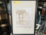 ARTWORK / PICTURE - OCEANSIDE PALM TREES - FRAMED & MATTED - 20'' x 14''