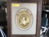 ARTWORK / CAMEO STYLE PRINT - YOUNG GIRL - FRAMED - 21'' x 18''