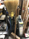 LOT ASSORTED BROOMS & TOOL HOLDERS