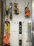 ASSORTED SAWS, LEVELS, SQUARES, ETC.