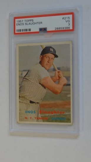 BASEBALL CARD - 1957 TOPPS #215 - ENOS SLAUGHTER - PSA GRADE 3