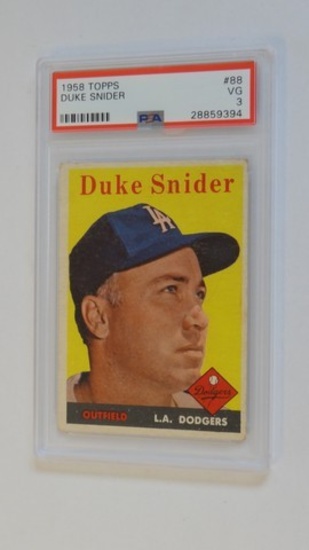 BASEBALL CARD - 1958 TOPPS #88 - DUKE SNIDER - PSA GRADE 3