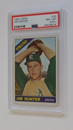 BASEBALL CARD - 1966 TOPPS #36 - JIM HUNTER - PSA GRADE 8 NM-MT