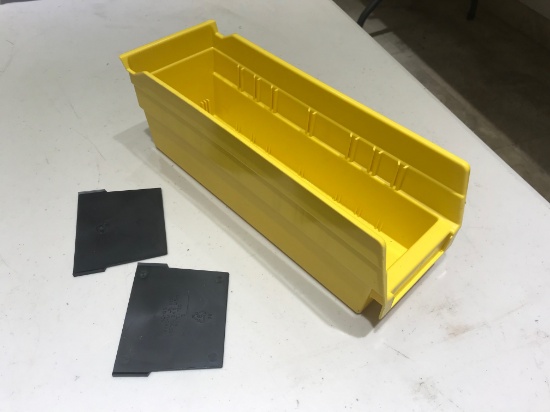 YELLOW 'AKRO-MILS' #30120 BINS WITH 200 DIVIDERS