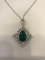 EMERALD / DIAMOND PENDANT - 18K SETTING (4.1 DWT) - WITH CHAIN - DIAMONDS (.78 CT TW / VVS CLARITY)