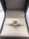 .40 TRILLION CUT NATURAL PURPLE DIAMOND RING WITH HALO DIAMOND SETTING - 14K YELLOW GOLD SETTING (2