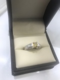 GIA NATURAL YELLOW ORANGE DIAMOND RING - 14K WHITE GOLD SETTING - CENTER DIAMOND (.40 CT) - ADDITION