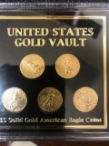 5 PIECE SET - .999 GOLD US EAGLES - 1/10 oz EACH - 2016