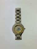 CARTIER MUST DE CARTIER ''21'' 1340 LADIES WATCH - STAINLESS STEEL CASE - STAINLESS STEEL & GOLD BRA