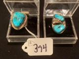LARGE SILVER / TURQUOISE RINGS