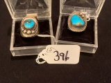LARGE SILVER / TURQUOISE RINGS