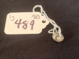 .925 STERLING SILVER CHARM WITH DIAMOND CHIPS - 1G