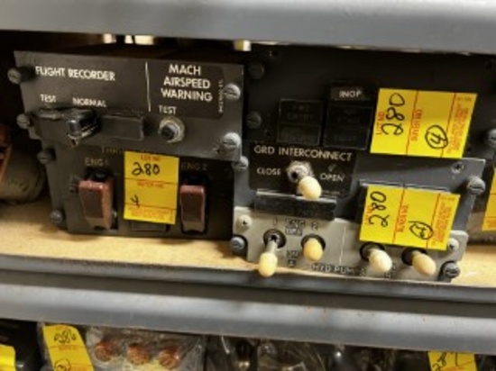 ASSORTED PANELS WITH SWITCHES - FLIGHT RECORDER, THRUST REVERSER, ETC