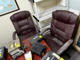 BROWN & RED PLEATHER ROLLING OFFICE CHAIRS