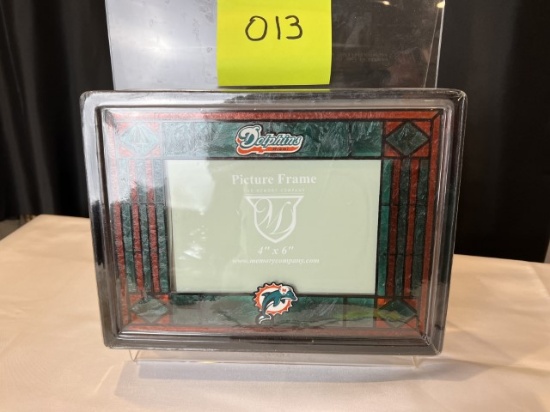 Miami Dolphins Stain Glass Picture Frame - 4 x 6