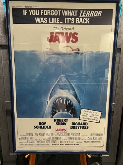 Authentic Theatre Promotional Poster for JAWS - framed - 26.5 x 40.5