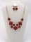 Necklace & Earring Set w/ Red Glass