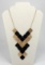 Bib-Type Black & Gold-Tone Necklace