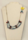 Necklace & Earring Set w/ Red & Blue Stones