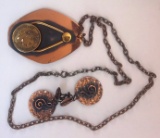 Copper Emperor Napoleon Pendant Necklace, Earrings