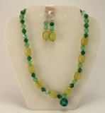 Necklace & Earring Set w/ Green Beads