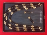 Covington Black & Gold Beaded Necklace in Box