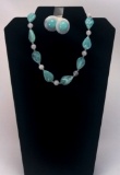 Necklace & Earring set w/ Blue & White Beads