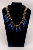 Necklace w/ Blue Charms & Clear Glass Stones