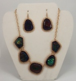 Necklace & Earring Set w/  Multicolored Stones