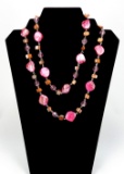 Multi-Strand Necklace w / Pink Beads & Stones