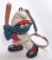 Vintage Baseball Smurf PVC Figural Keychain