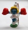 Vintage Cheerleader Smurfette PVC Figural Keychain