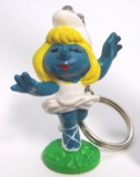 Vintage Ballerina Smurfette PVC Figural Keychain