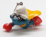 Vintage Superhero Smurf PVC Figural Keychain