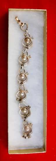 Gold-Tone Bracelet w/ Clear Stones