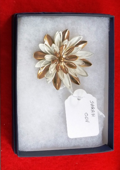 Sarah Coventry Flower Metallic Brooch