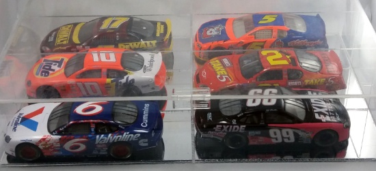 NASCAR Collectibles Lot of Larger Scale Vehicles w/ Display Case