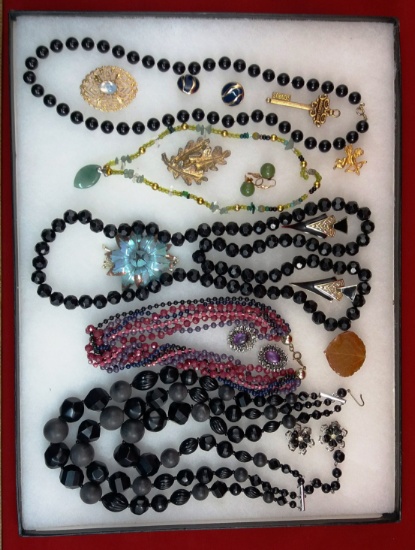 Chunky Plastic Necklaces,Earring, & Brooch Lot