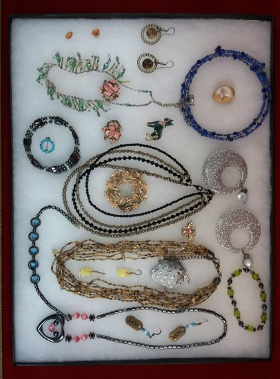 Glass Bead Necklace,Earring, Bracelet & Brooch Lot