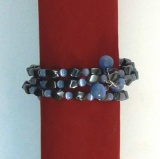 Bracelet Silver Tone & Blue Beads