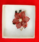 Faux Pearl Flower Brooch