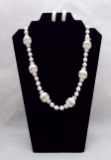 White Plastic Necklace & Earring Set