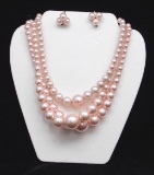 Necklace & Earring set w/ Faux Pearls